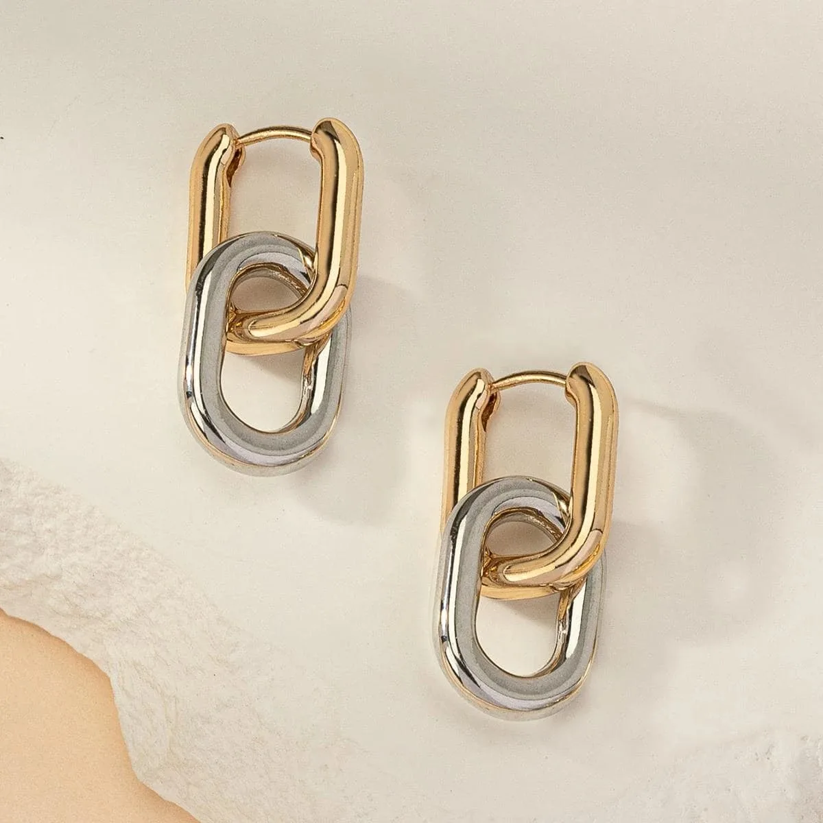 Dual Link Hoops Earrings