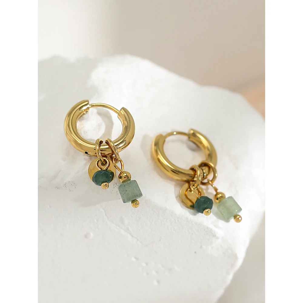 Emerald Charm Hoops Earrings