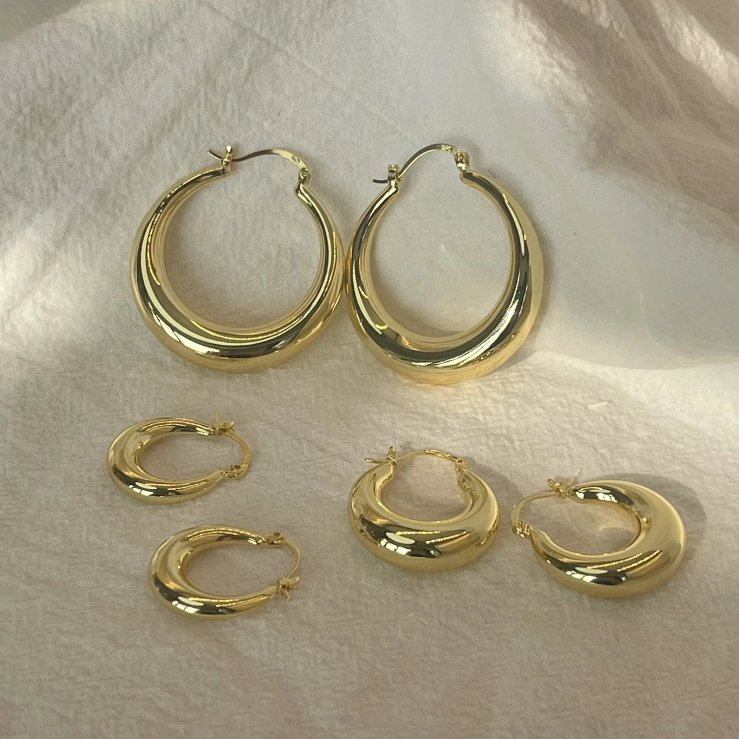 Triple Golden Eclipse Hoops Earrings Bundle