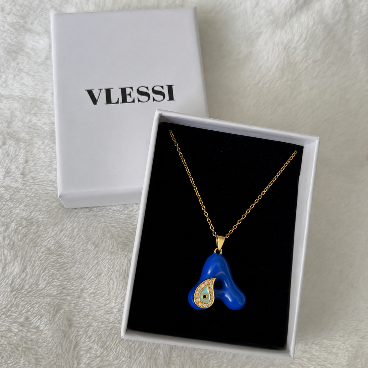 Evil Eye Initial Necklace '18k Gold Plated'
