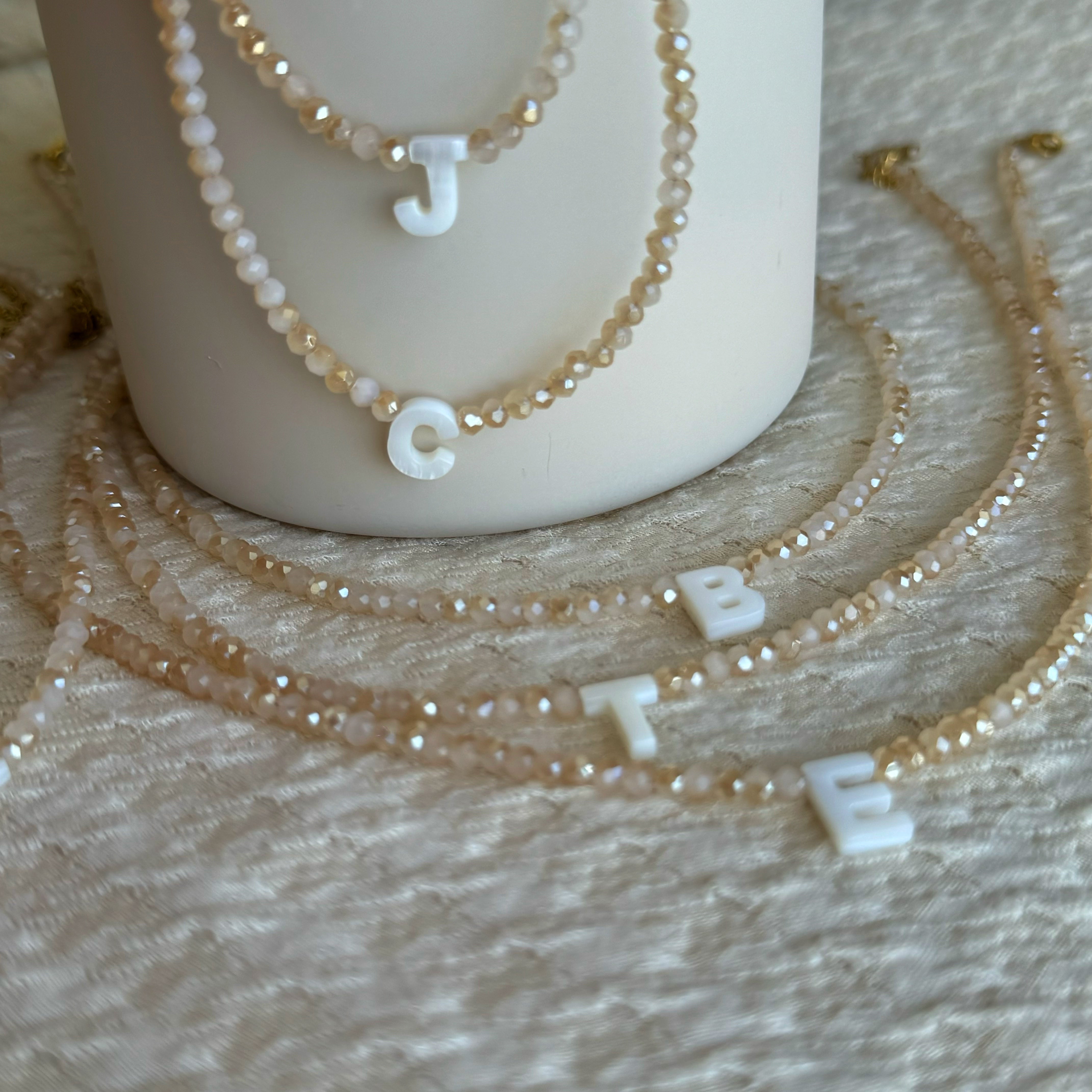 Sparkling Initial Choker Beads