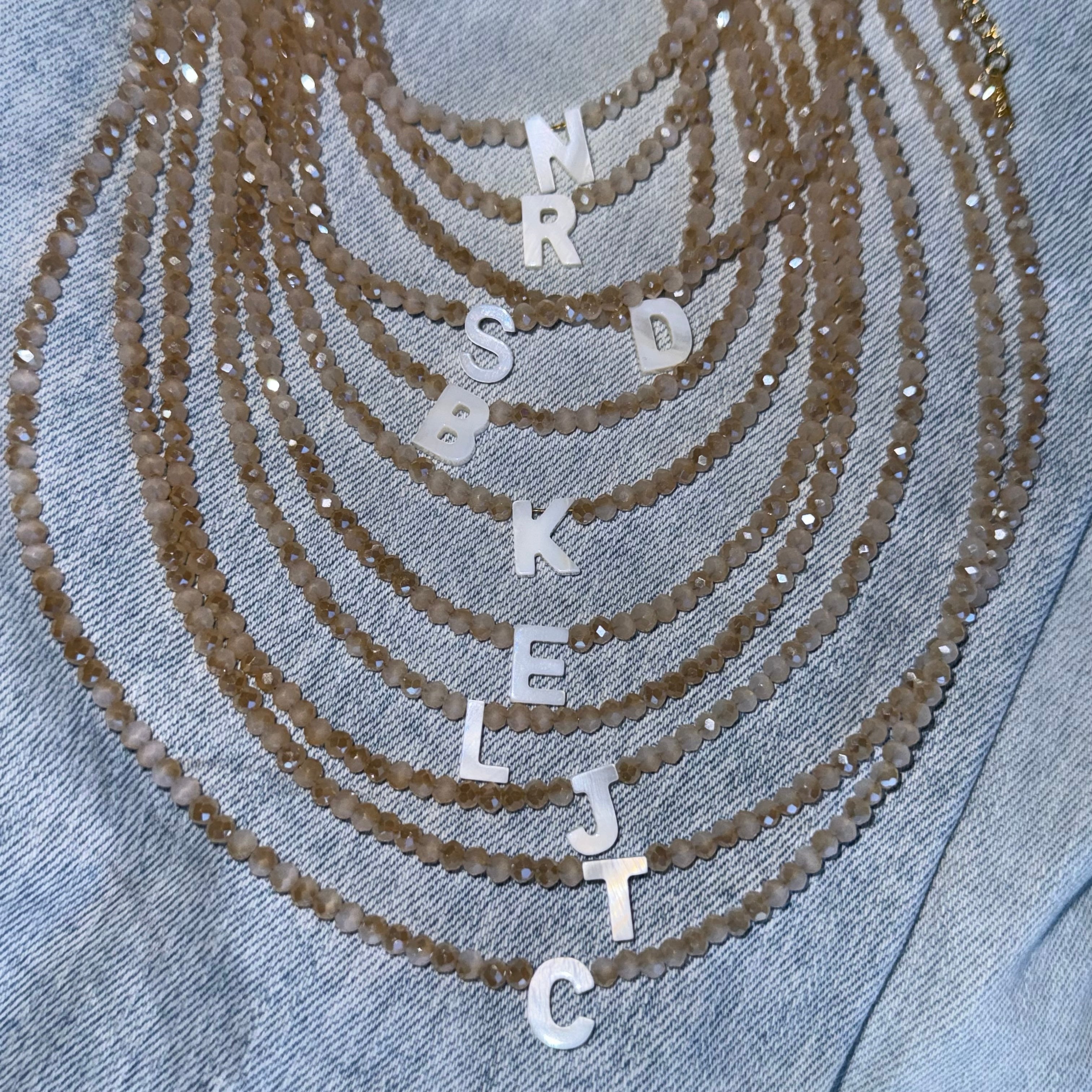 Sparkling Initial Choker Beads