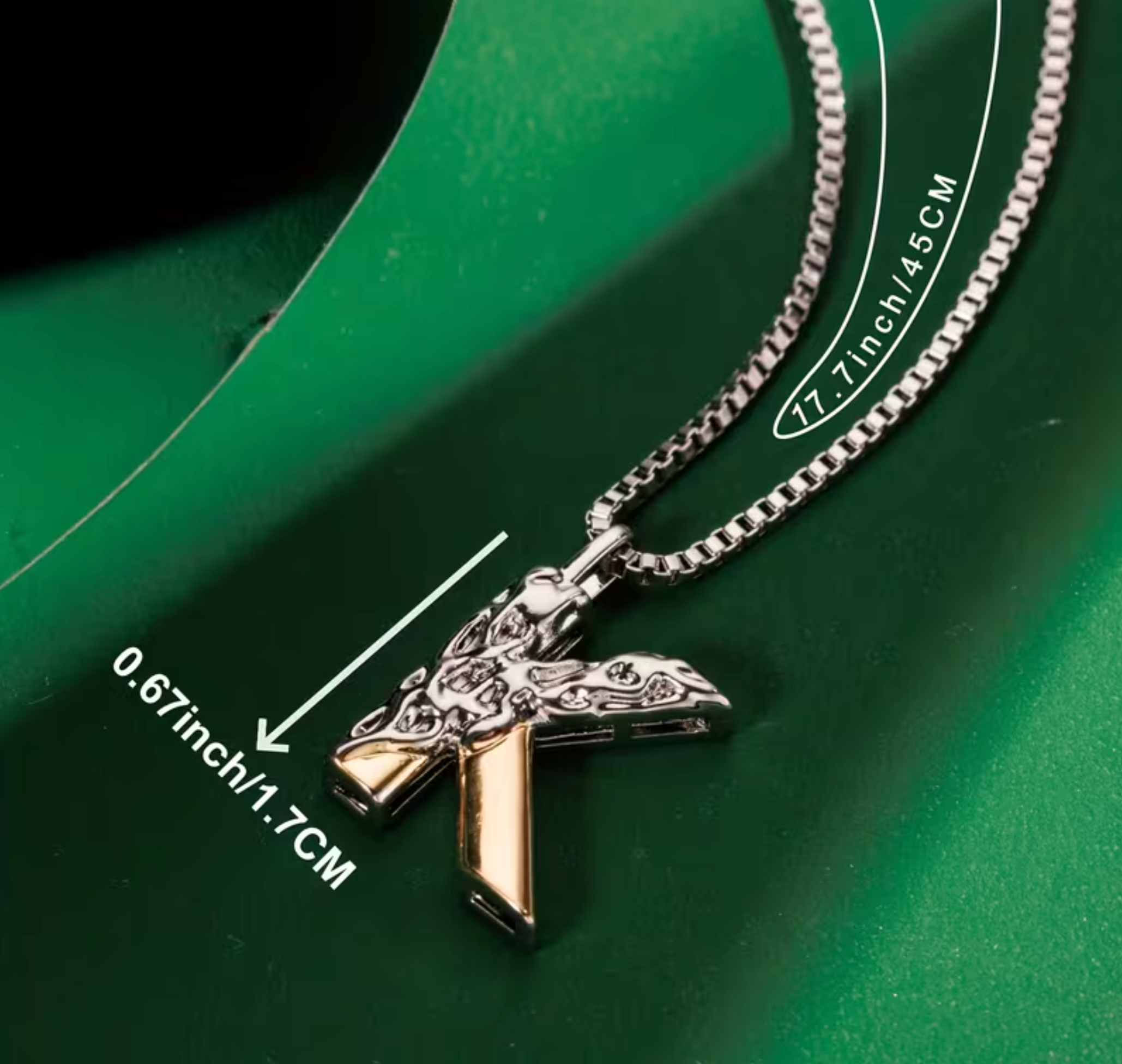 Gold & Silver Block Letter Necklace '18k Gold Plated' Stainless Steel