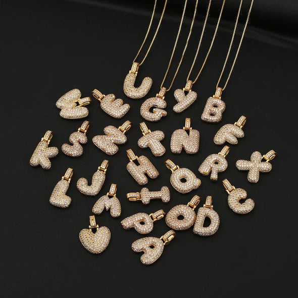 Iced Alphabet Crystal Pendant '18k Gold & Silver Plated'