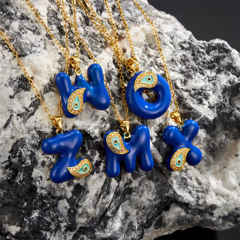 Evil Eye Initial Necklace '18k Gold Plated'