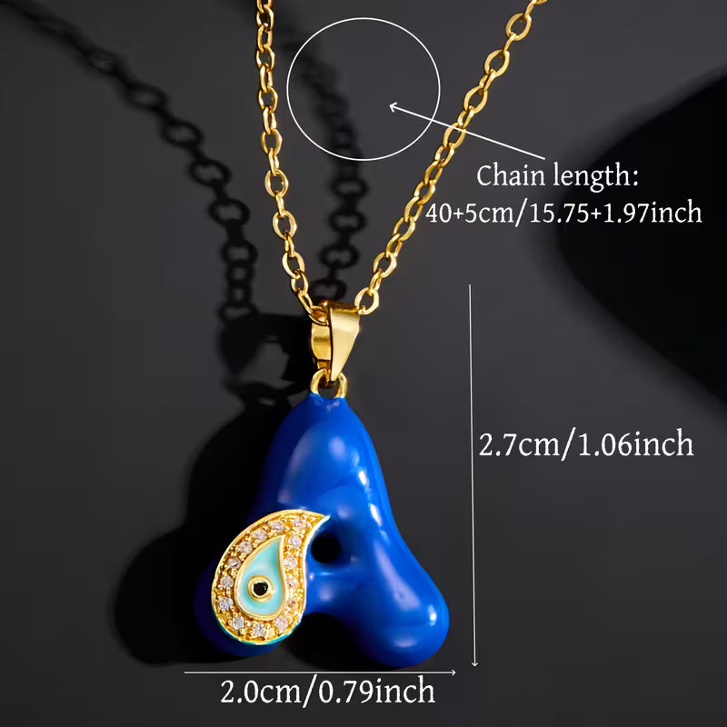 Evil Eye Initial Necklace '18k Gold Plated'