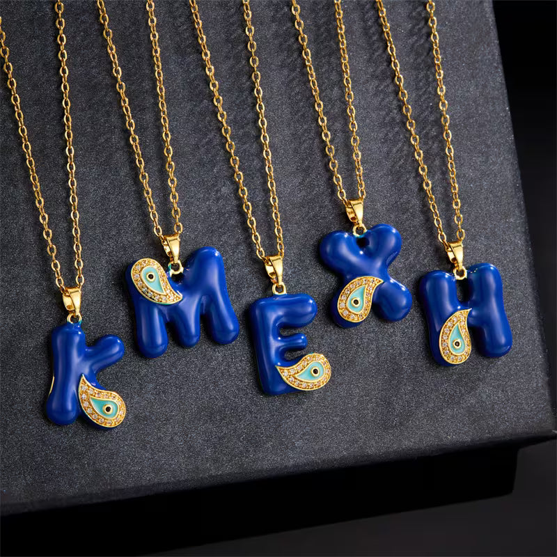 Evil Eye Initial Necklace '18k Gold Plated'