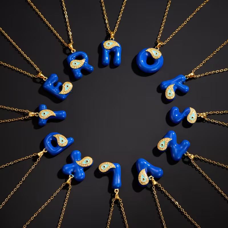 Evil Eye Initial Necklace '18k Gold Plated'