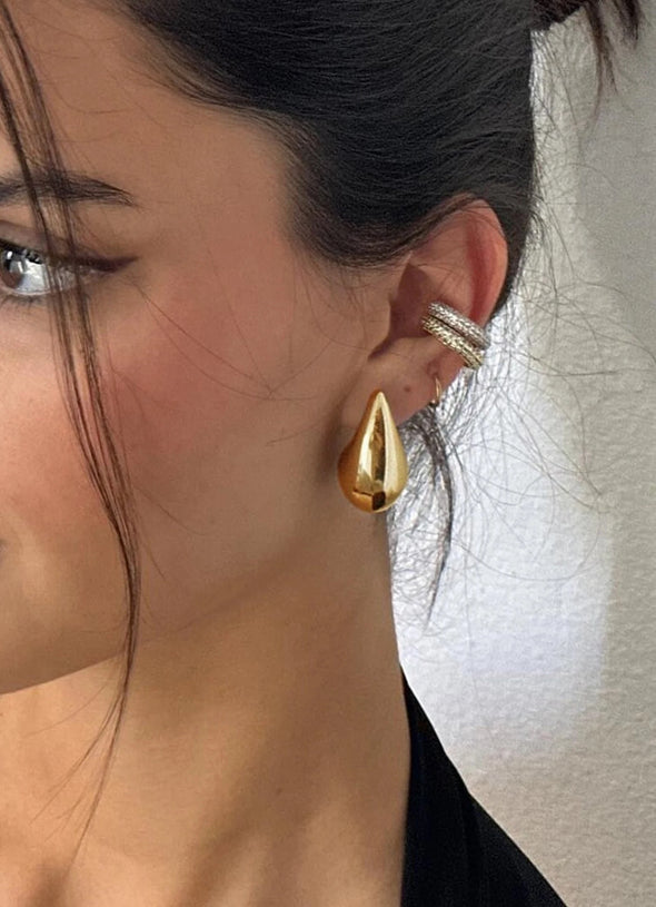 The Bigger The Better Tear Drop Earrings - Gold & Silver '18k Gold Plated'