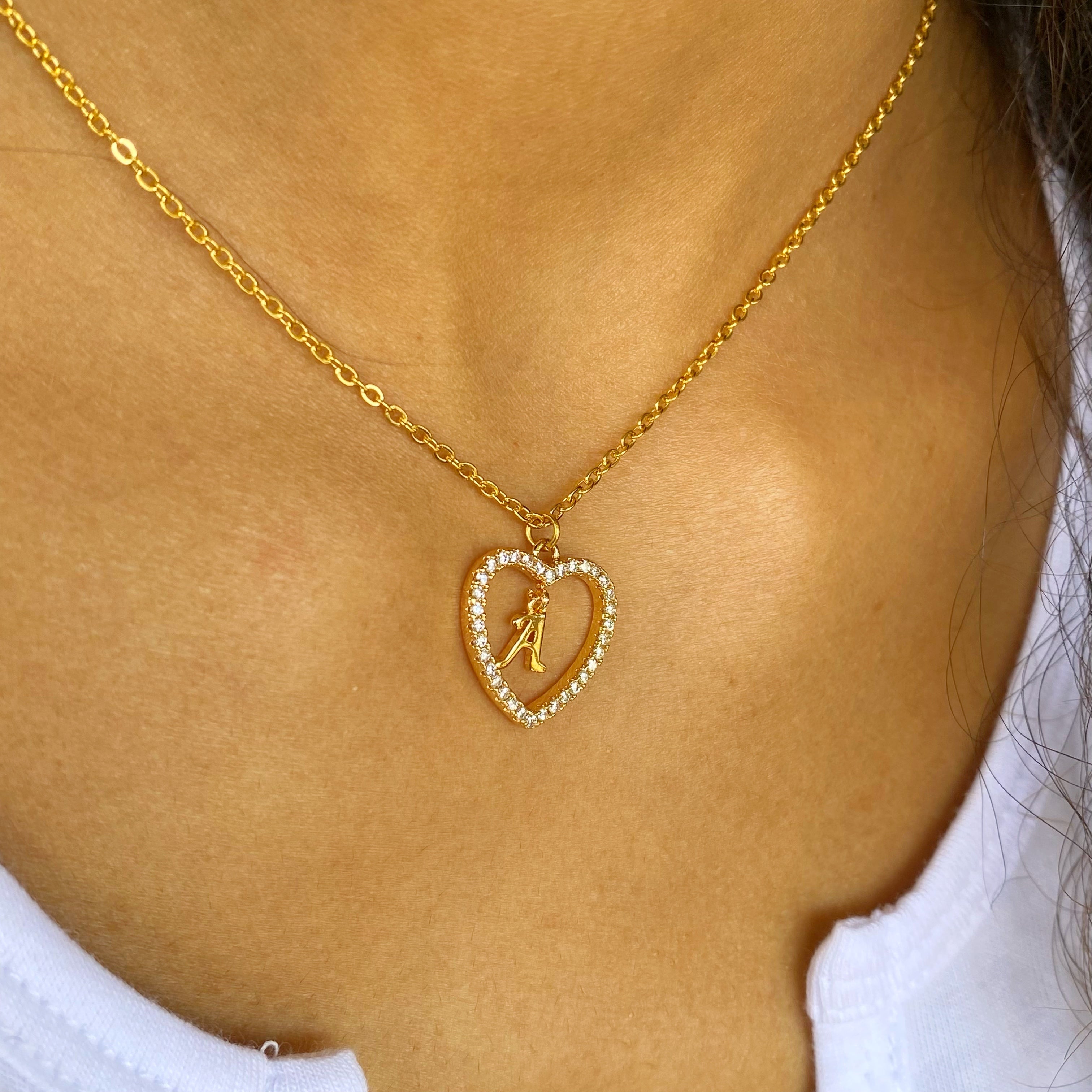 Initial Heart Letter '18k Gold Plated'