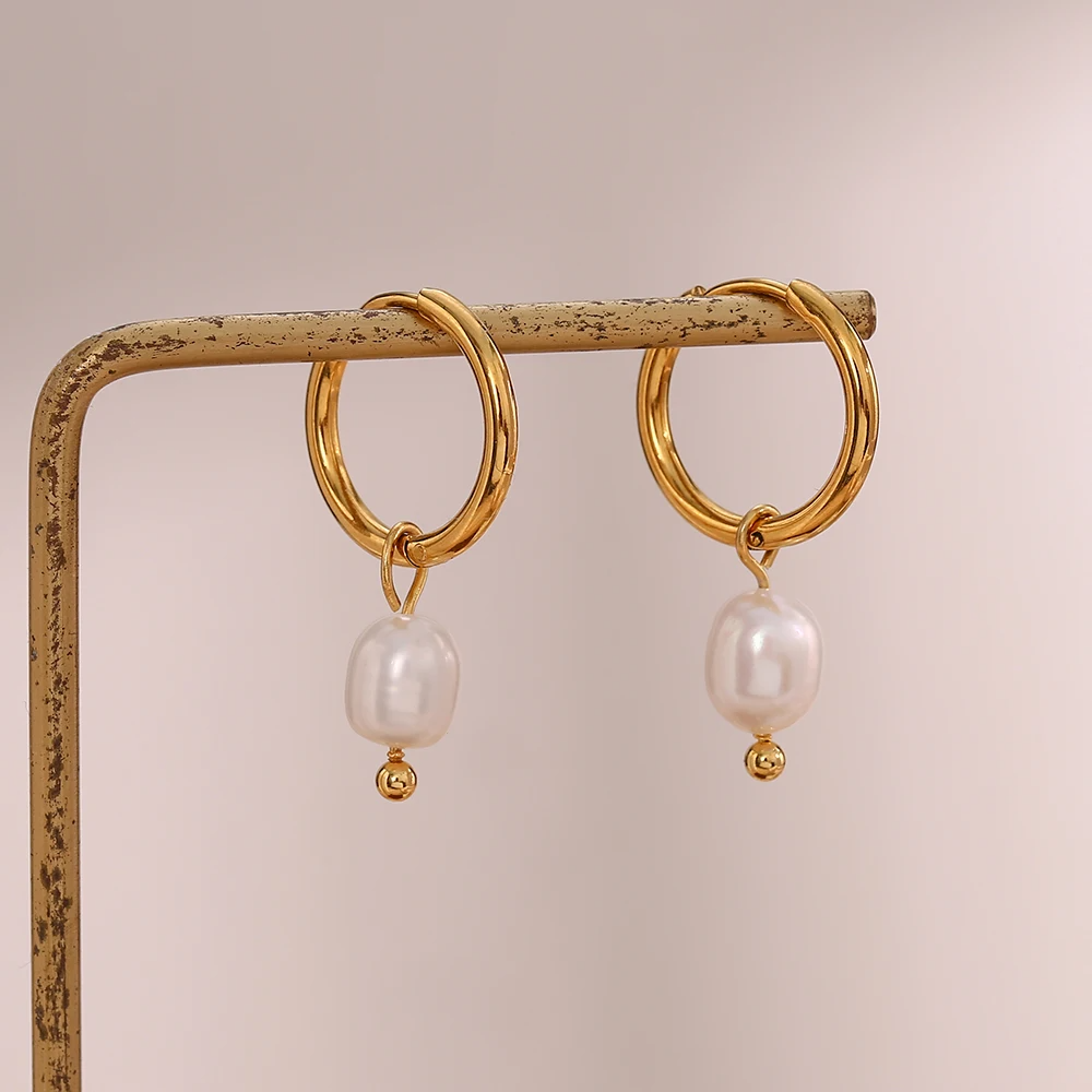 Luxe Pearl Hoops Earrings