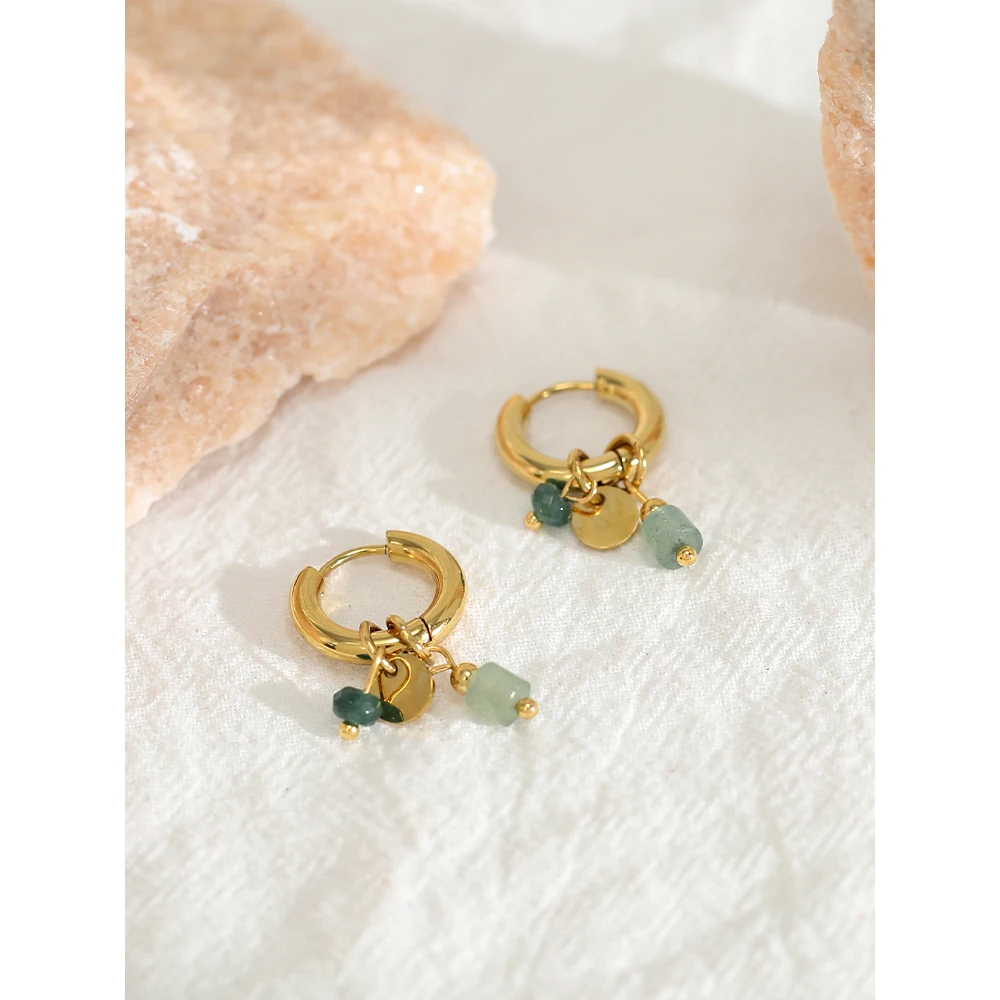 Emerald Charm Hoops Earrings