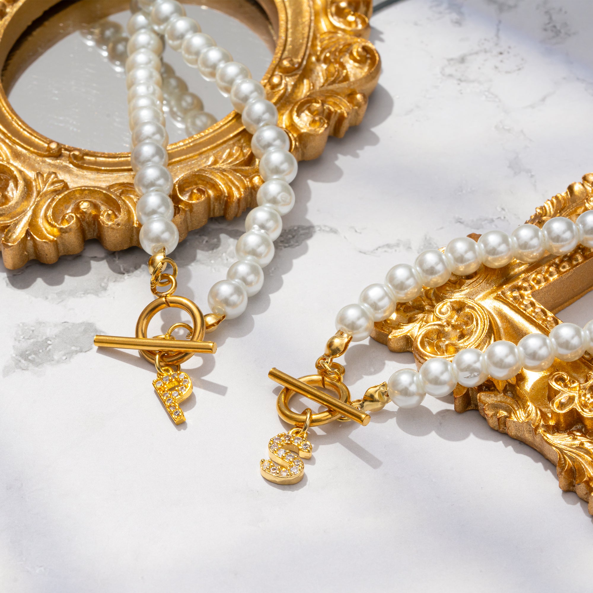 Pearl Kinda Girl Initial Necklace '18k Gold Plated'