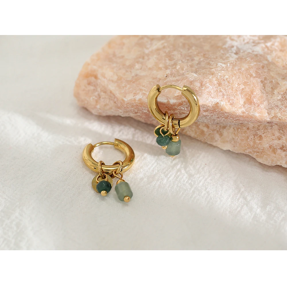 Emerald Charm Hoops Earrings