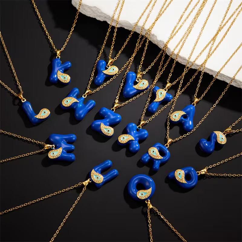 Evil Eye Initial Necklace '18k Gold Plated'