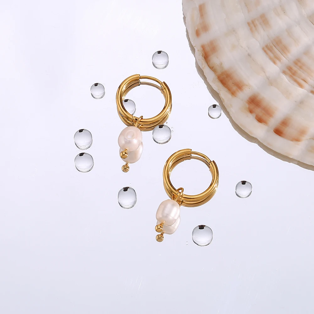 Luxe Pearl Hoops Earrings