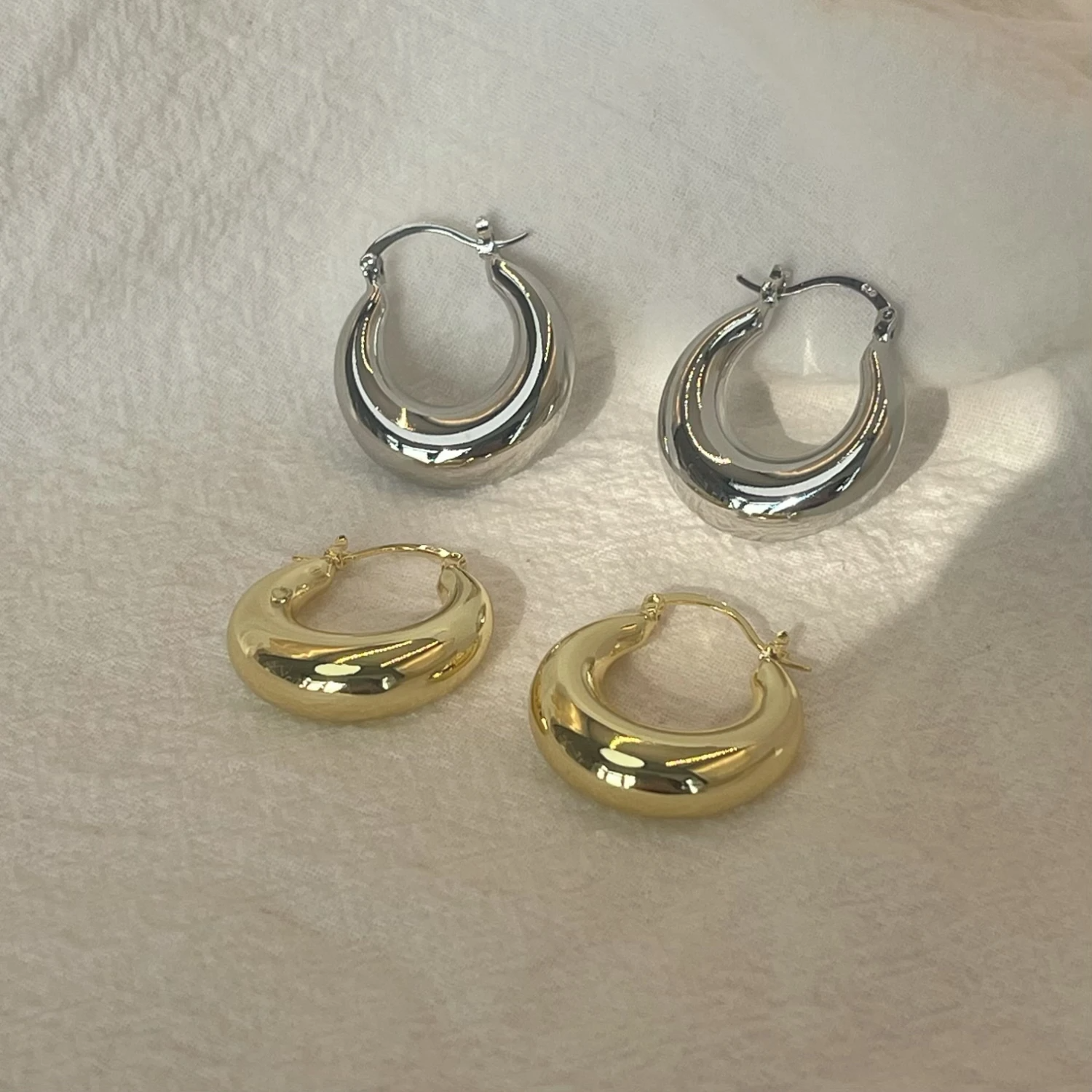 Triple Golden Eclipse Hoops Earrings Bundle