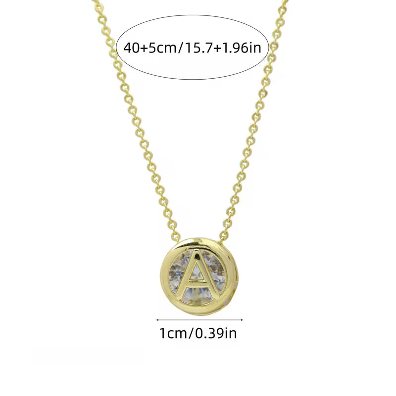 Diamond Disc Initial Necklace '18k Gold Plated'
