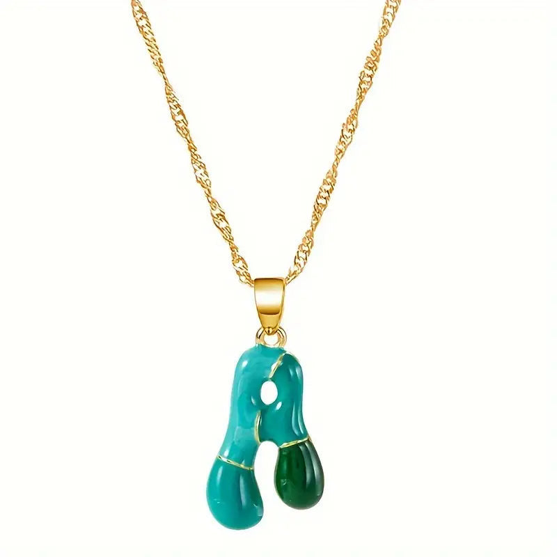 Drip Bubble Initial Necklace '18k Gold Plated'