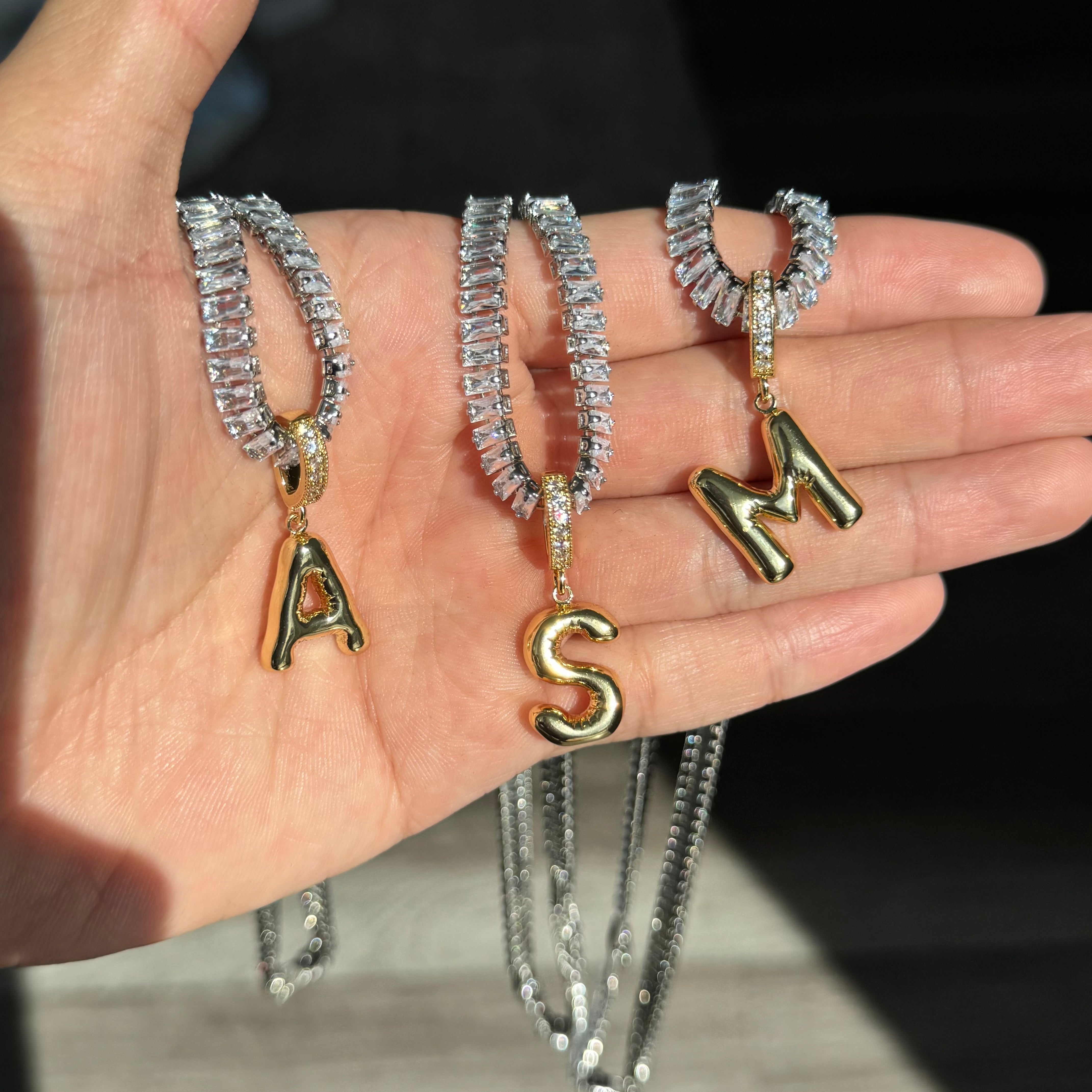 Diamond Girl Bubble Letter '18k Gold Plated'