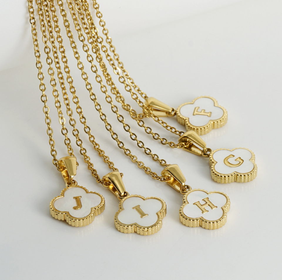 18k Gold Louis Vuitton Empreinte Monogram Clover Pendant Necklace