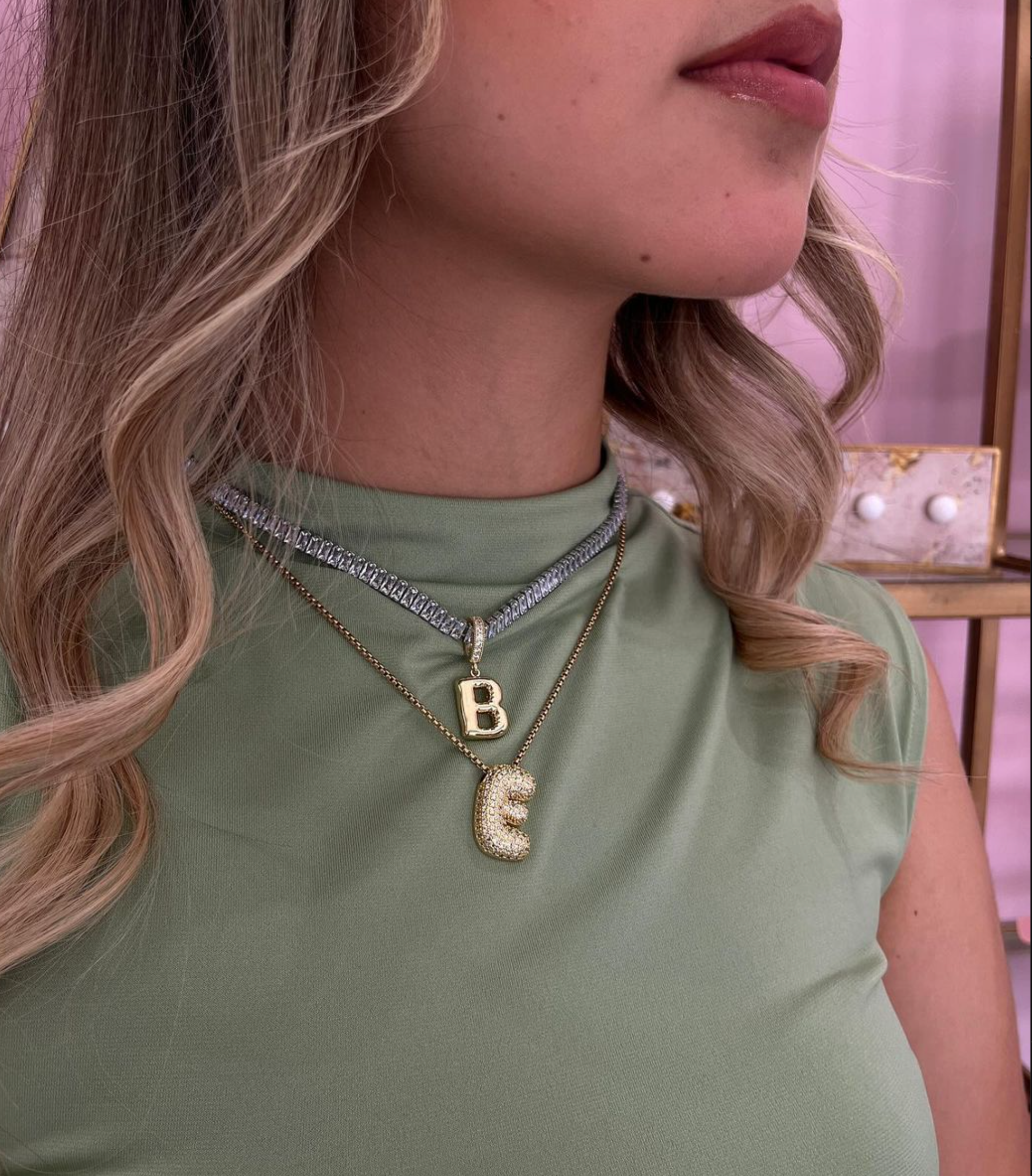Diamond Girl Bubble Letter '18k Gold Plated'