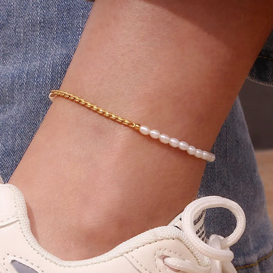 Oh So Cute Pearl Anklet '18k Gold Plated'