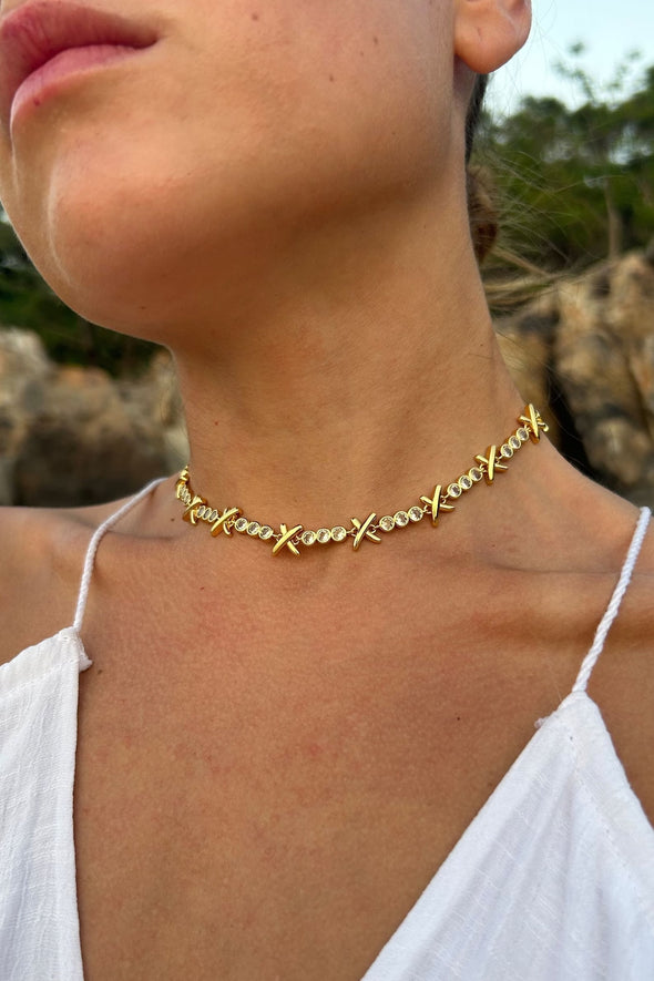 Kissed in Gold XO Choker '18k Gold Plated'