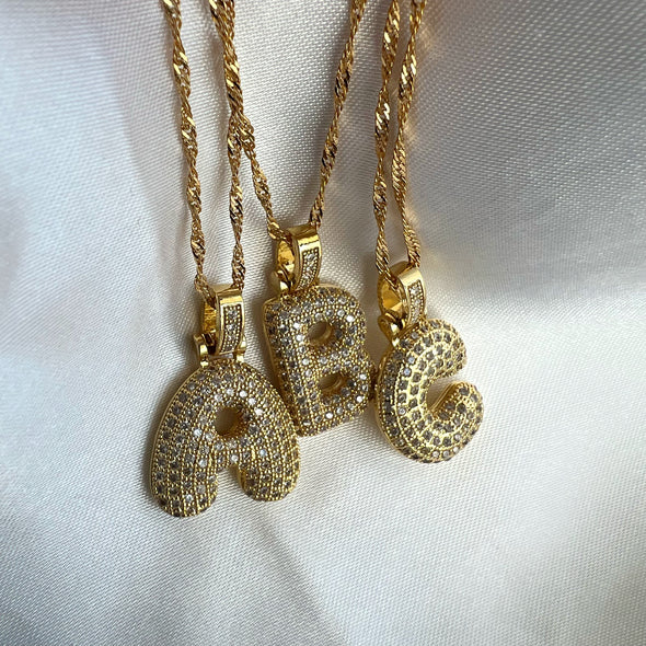 Iced Alphabet Crystal Pendant '18k Gold & Silver Plated'