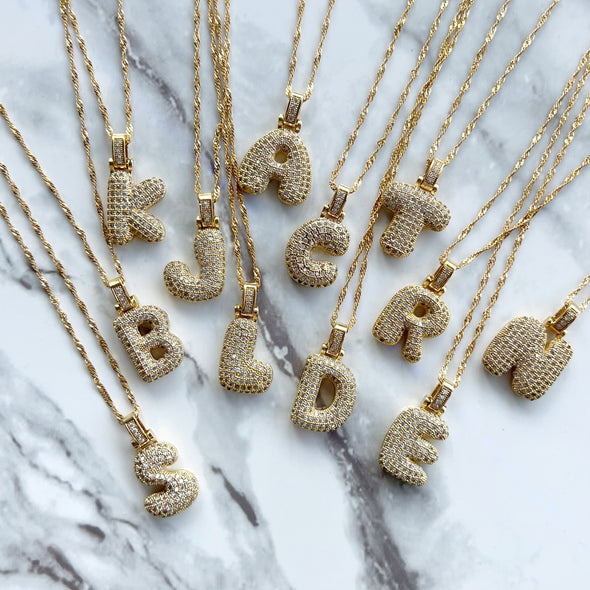 Iced Alphabet Crystal Pendant '18k Gold & Silver Plated'