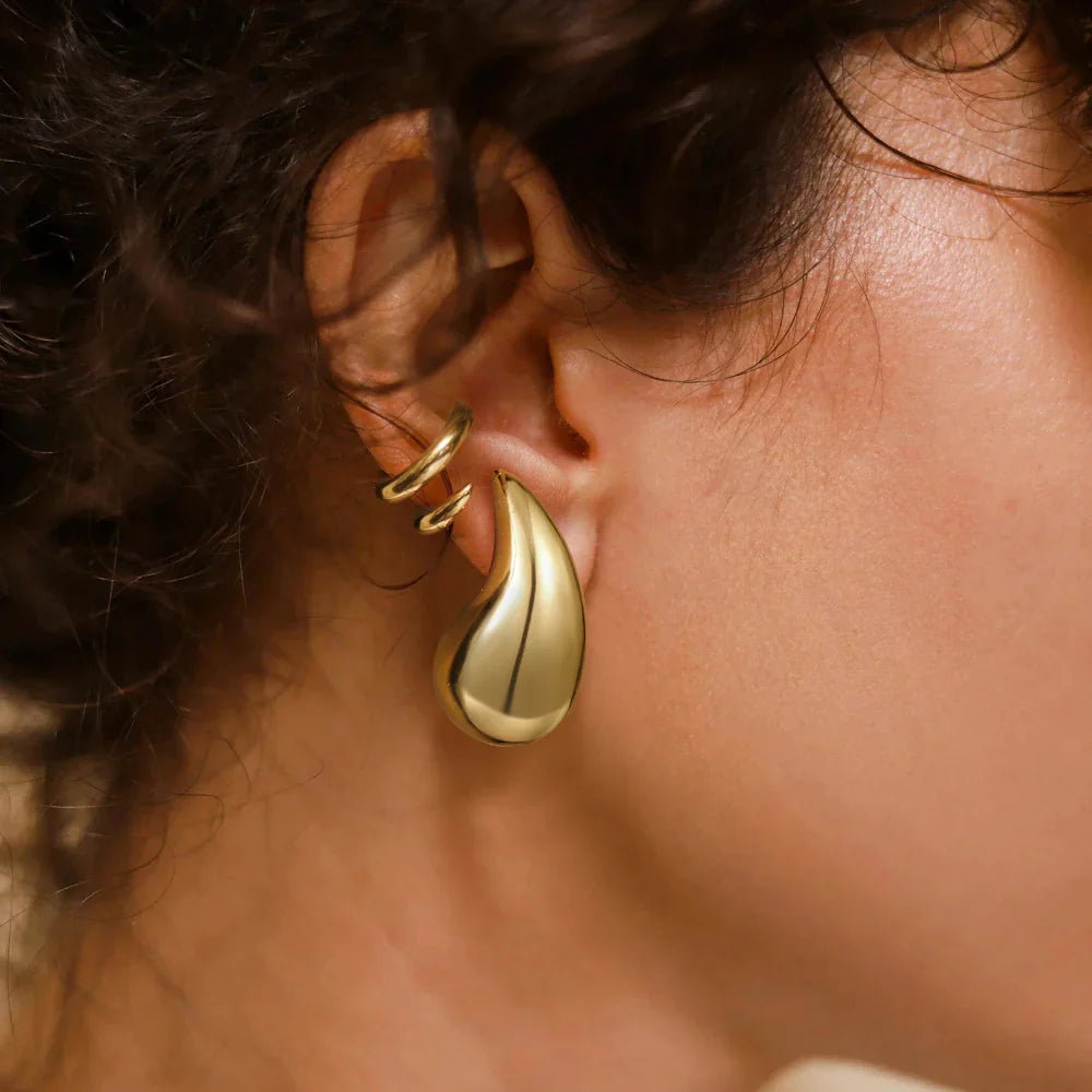 The Bigger The Better Tear Drop Earrings - Gold & Silver '18k Gold Plated'