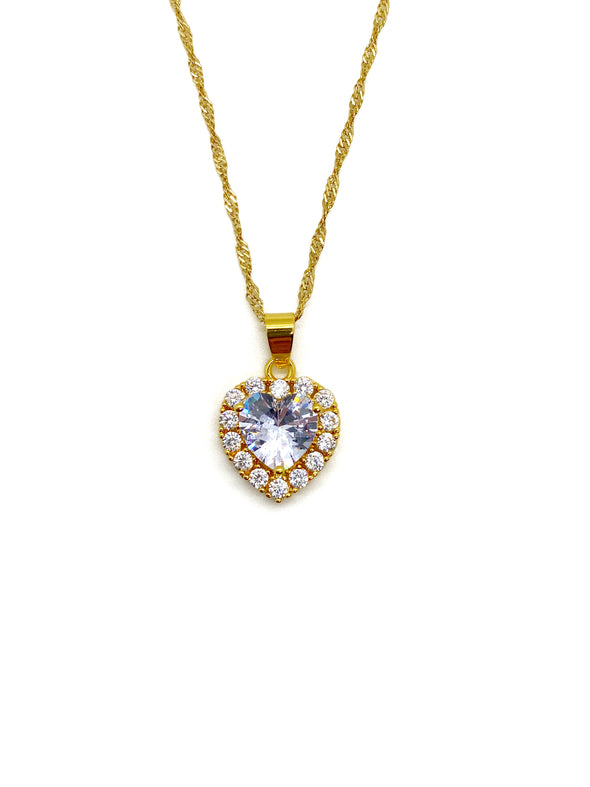 Diamond Heart Pendant '18k Gold Plated'