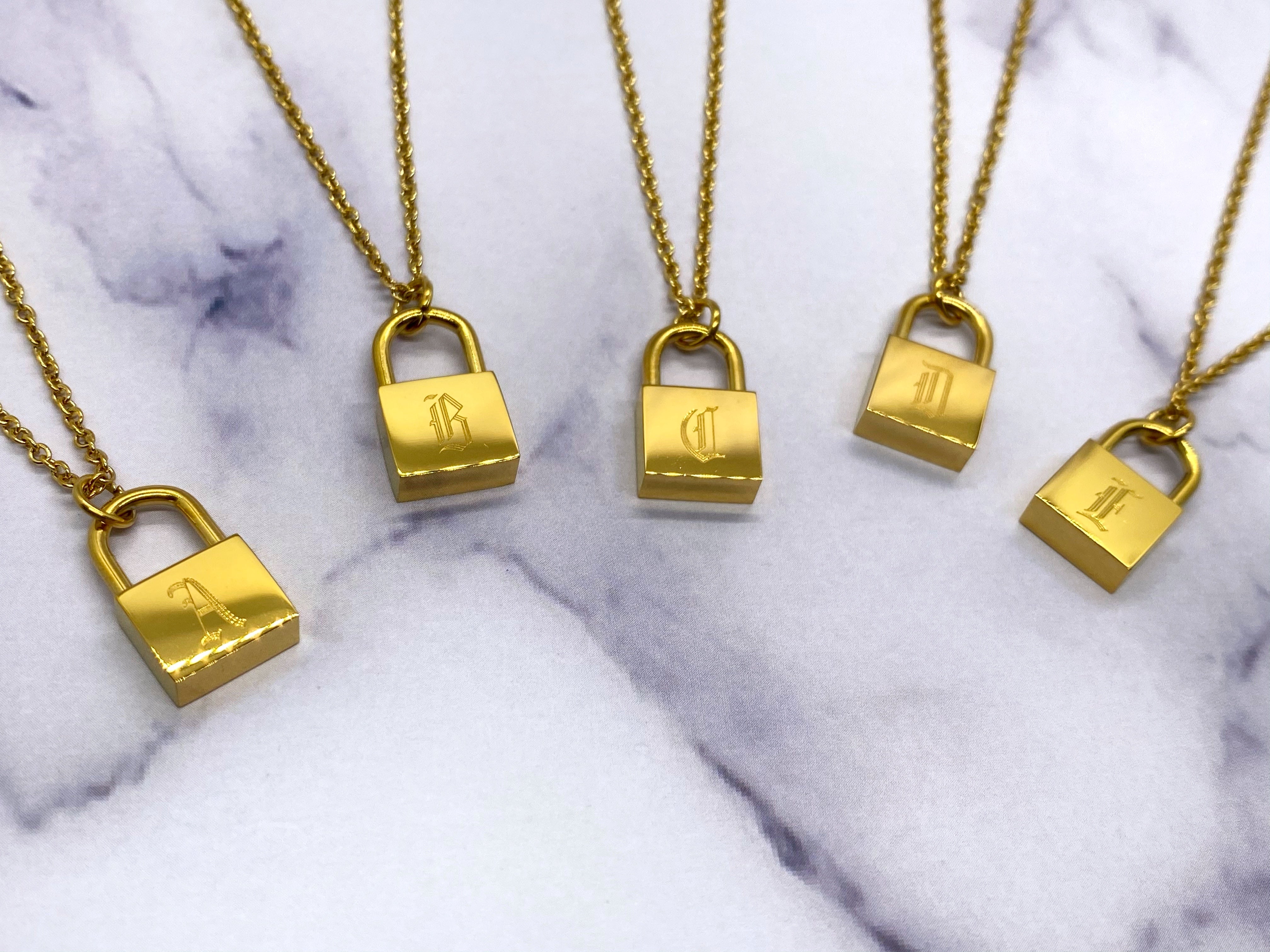 Initial Lock Necklace with Diamonds