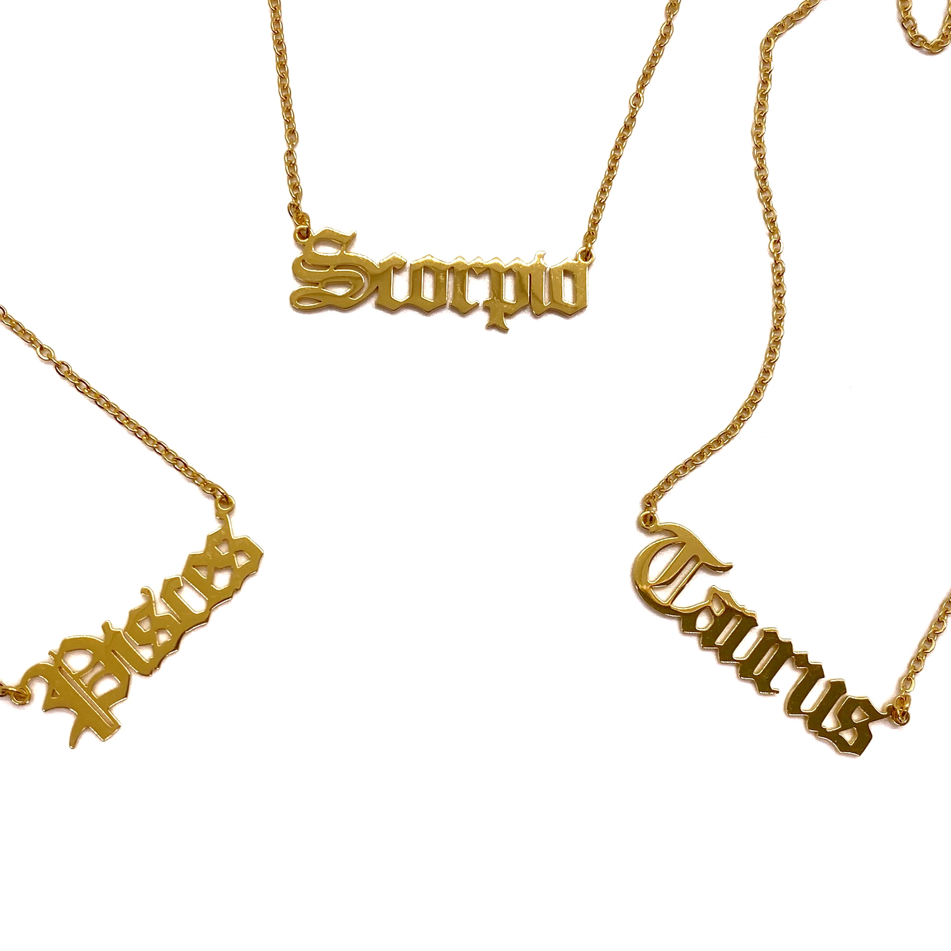 Old English Zodiac '18k Gold Plated'