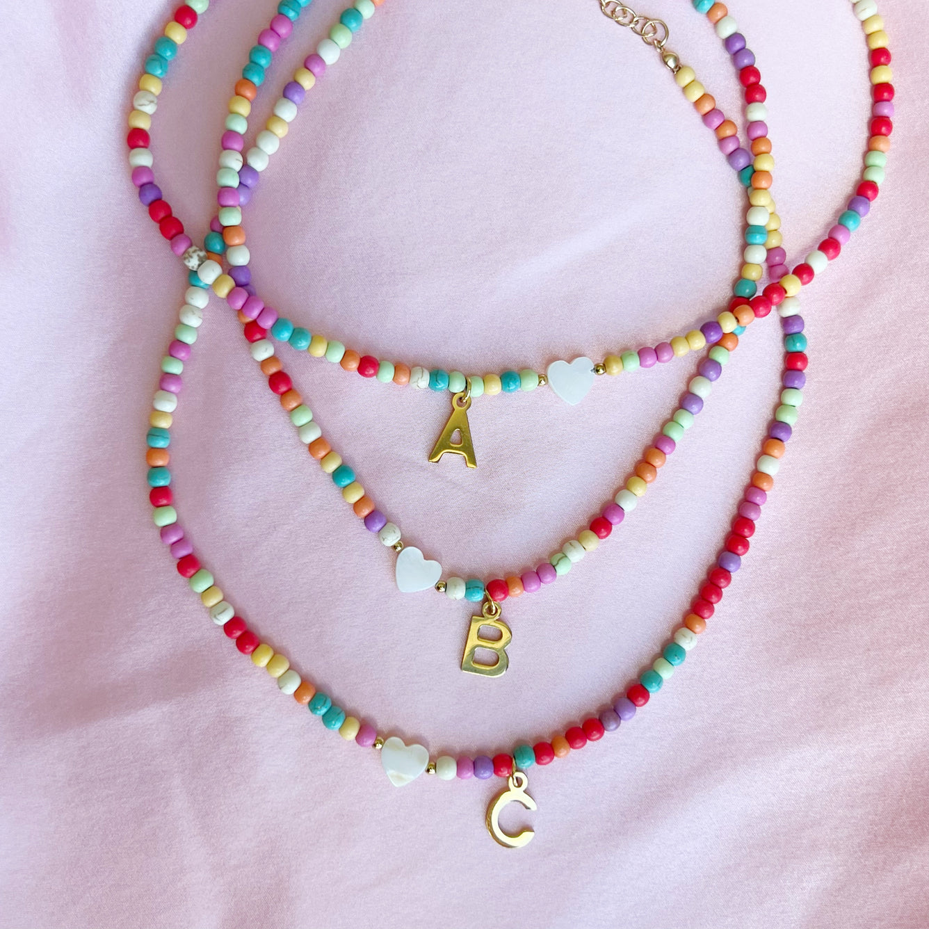 Colorful Beads Initial Choker '18k Gold Plated'
