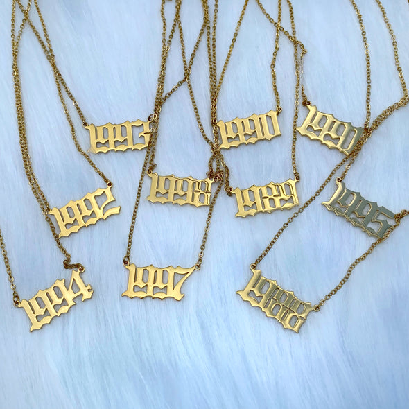 What's My Age Again? '18k Gold Plated Custom Year Necklace'