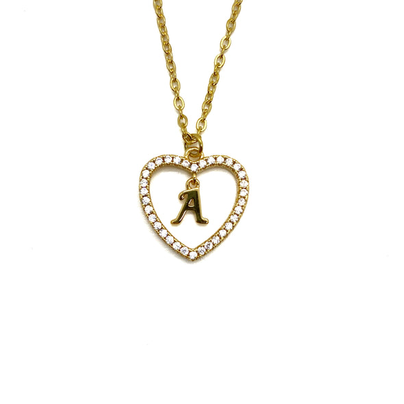Initial Heart Letter '18k Gold Plated'