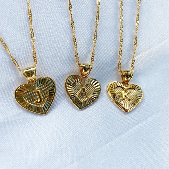Alphabet Heart Pendant '18k Gold Plated'