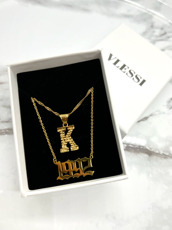 What's My Age Again? '18k Gold Plated Custom Year Necklace'