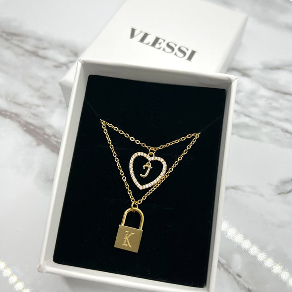 Old English Initial Lock Necklace '18k Gold Plated'