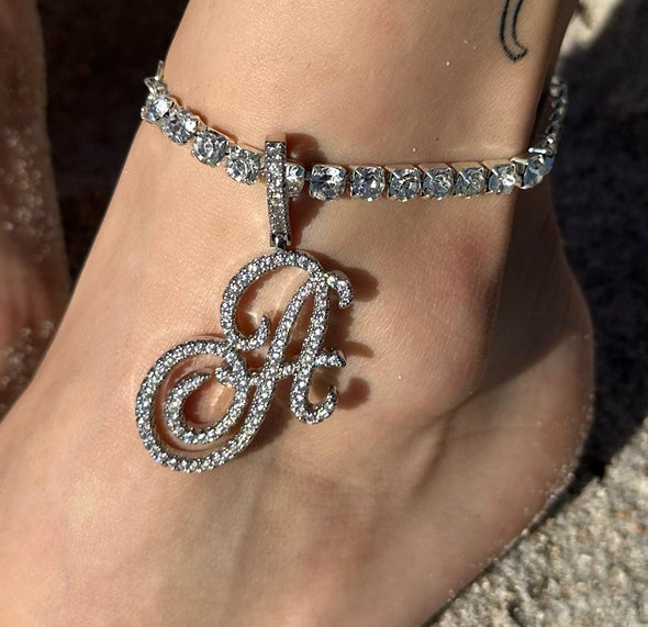 Rhinestone Letter Anklet