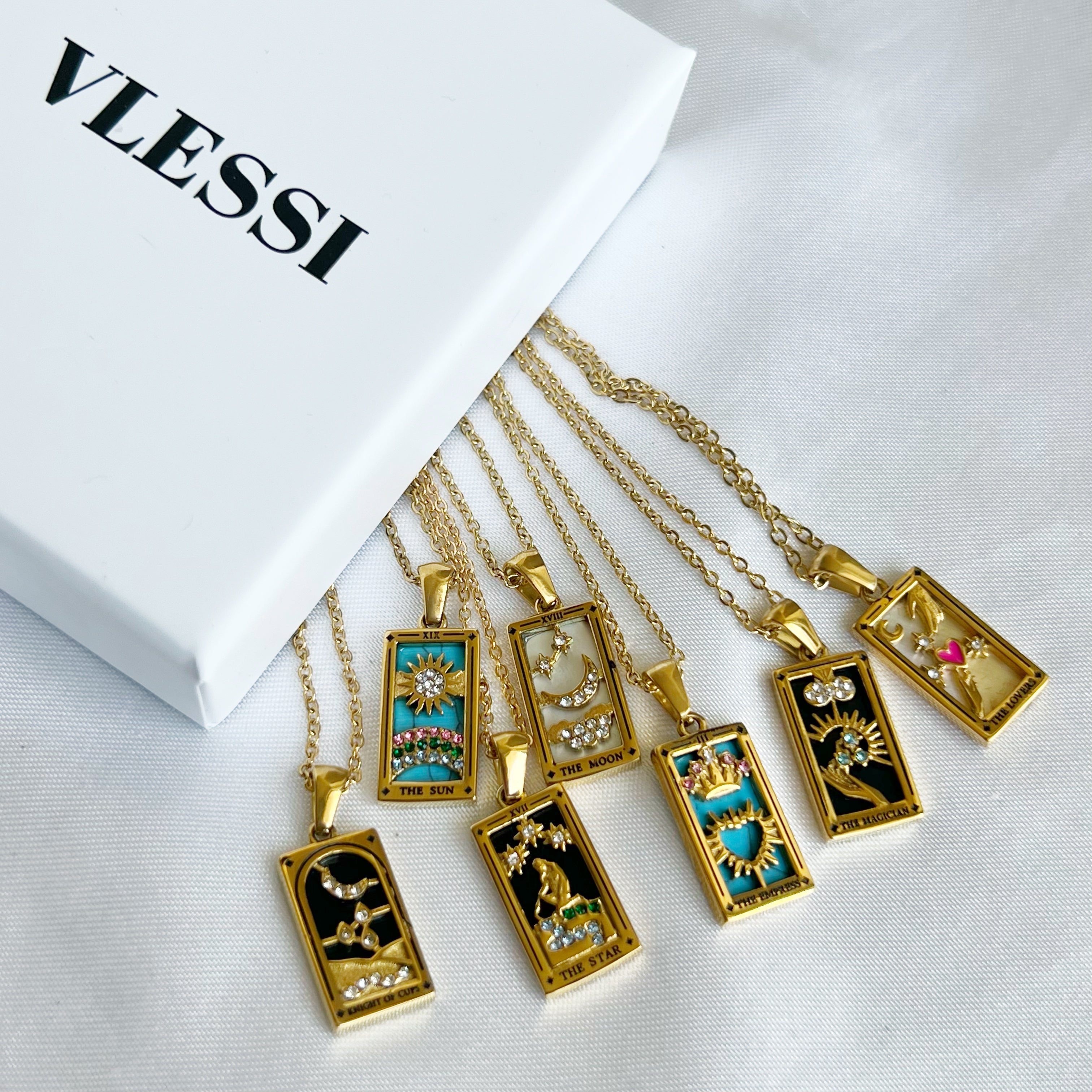 Justice Tarot Card Hand Necklace - Gold Dipped - Wildflower + Co.