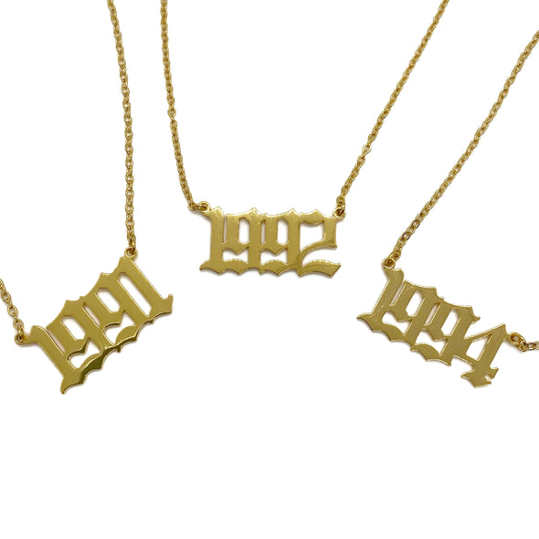 What's My Age Again? '18k Gold Plated Custom Year Necklace'