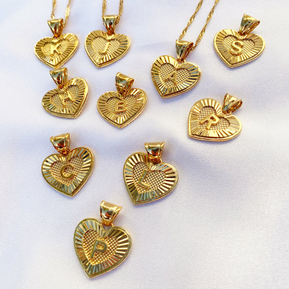 Alphabet Heart Pendant '18k Gold Plated'