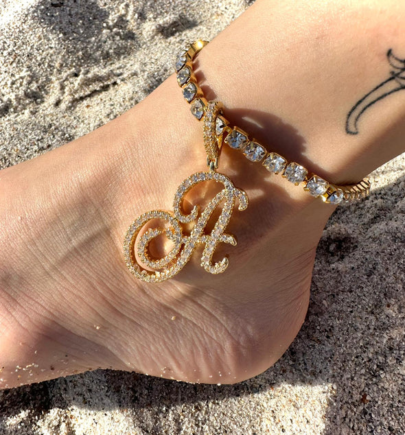 Rhinestone Letter Anklet