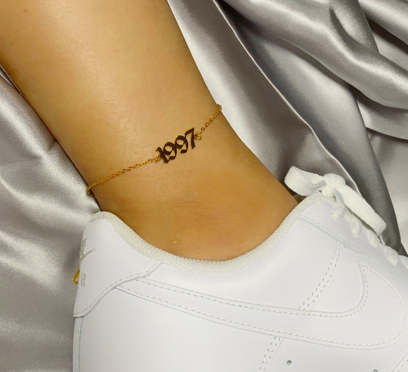 Old English Birth Year Anklet